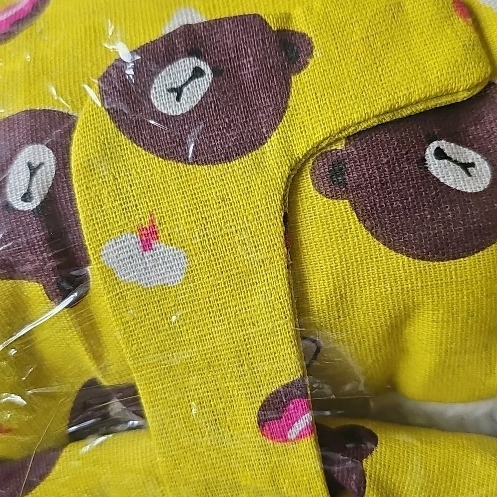 New Cat Sleeping Bag In Yellow Teddy Bear Print